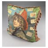 Edwardian Lady Firefighter Litho Pillow 1906