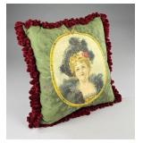 Late Victorian Lady in Feather Hat Litho Pillow