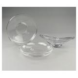 3 Mid Century Modern Hand Blown Crystal Bowls