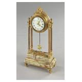 Winette Gilt Metal & Onyx Boudoir Column Clock