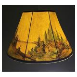 Arts & Crafts Hand Painted Lamp Shade Cabin Scene