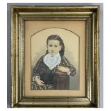 Late 19th C. Painted Portrait of a Girl