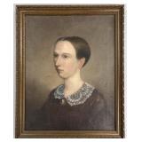 19th C. Oil Portrait Painting of a Victorian Lady