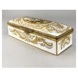 Antique Hand-Painted Porcelain Glove Box