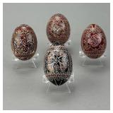4 Hand Painted Pysanky Ukrainian Easter Eggs