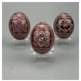 3 Hand Painted Pysanky Ukrainian Easter Eggs