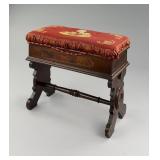 Victorian Walnut & Needlepoint Slipper Bench 1875