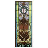 Antique Stained Glass Panel 25" x 68"