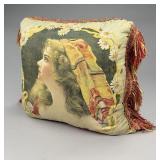 Art Nouveau Daisy Profile Gibson Girl Litho Pillow