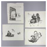 4 Museum Rubbings of Han Dynasty Reliefs