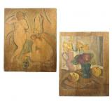 Flora Schofield (AM, 1871-1960) Painted Wood Block