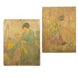 Flora Schofield (AM, 1871-1960) Painted Wood Block