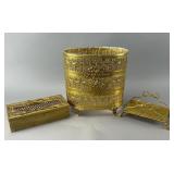 Decorative Metal Jardiniere with Clear Liner