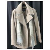 London Fog Double-breasted Coat with Scarf