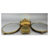 Gold-Tone Metal Mirrors and Boxes Set