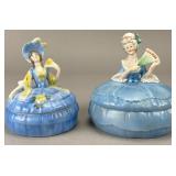 Ceramic Lady Figurine Boxes Pair