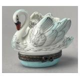 Limoges Porcelain Swan Container