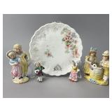 Porcelain Plate and Figurines Grouping