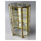 Octagonal Glass Display Case with Brass Frame