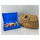 Woven Basket with Sewing Organizer