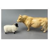 Beswick Ceramic Bull and Sheep Figures