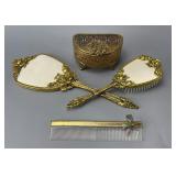 Gold-Tone Vanity Set with Mirrors & Accessories