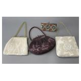 Grouping of Beaded Handbags with Floral Designs