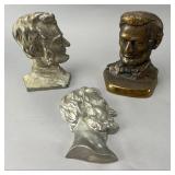 3 Metal Busts Abraham Lincoln