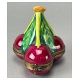 Cherry-Shaped Limoges Ceramic Trinket Box