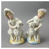 Porcelain Figurines of Children with Dogs