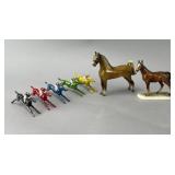 Set of Plastic Horse Figures with Riders
