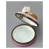 Limoges Castel Porcelain Cat Trinket Box