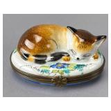Limoges Porcelain Box with Cat Figure