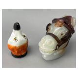 Glass Donkey Head and Fox Stirrup Cup