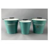 Set of Three Ceramic Buckets with Handles