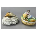 Porcelain Trinket Boxes with Figural Lids