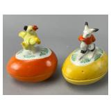 Ceramic Egg Containers Chick Rabbit Finials
