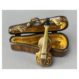 Limoges Porcelain Violin Trinket Box