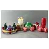 Assorted Candles and Wooden Holder Set