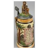 Ceramic Beer Stein with Monkey Lid
