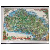 Travel Graphics Map of Oahu, Hawaii