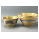 Pair of Yellow Glazed Ceramic Mixing Bowls