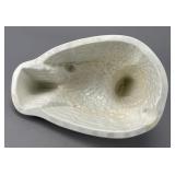 White Ceramic Mold with Bird Relief