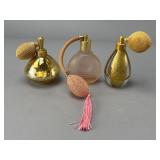 Set of Three Vintage Glass Perfume Atomizers