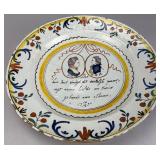 Dutch Delft Commemorative Plate, 1790, 13.5 inches