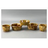 Set of Ceramic Bowls with Marbled Glaze