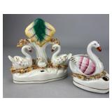Ceramic Swan Spill Vase and Ornament