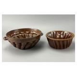Pair of Brown-Glazed Ceramic Fluted Molds