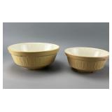 Pair of Ribbed Ceramic Mixing Bowls