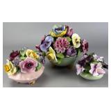 Set of Three English Bone China Floral Bowls